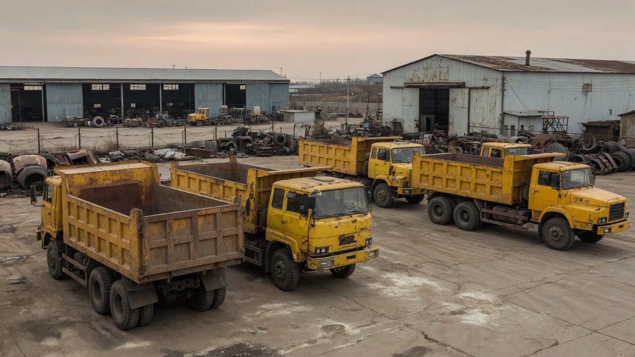 Used dump trucks in the Liangshan export yard